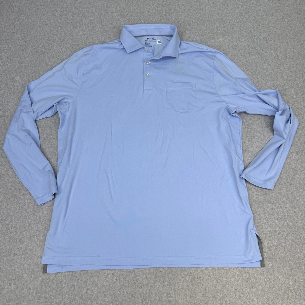 Polo Ralph Lauren Golf Mens XL Blue Long Sleeve Performance Polo Shirt